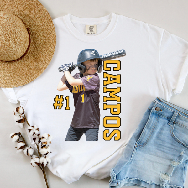 SHORT Sleeve Comfort Colors Custom Sport Photo Tee
