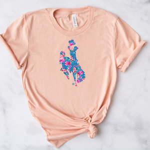Peach/Blue Floral Bella Canvas Jersey T-Shirt