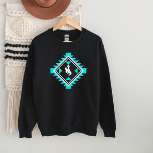 Black/Aqua Diamond Gildan Crewneck Sweasthirt