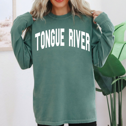 LONG SLEEVE Light Green Varsity Tongue River Comfort Colors Tee