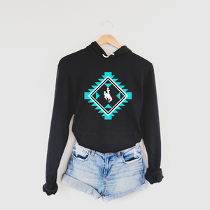 Black/AquaDiamond Aztec Bella Canvas Hoodie