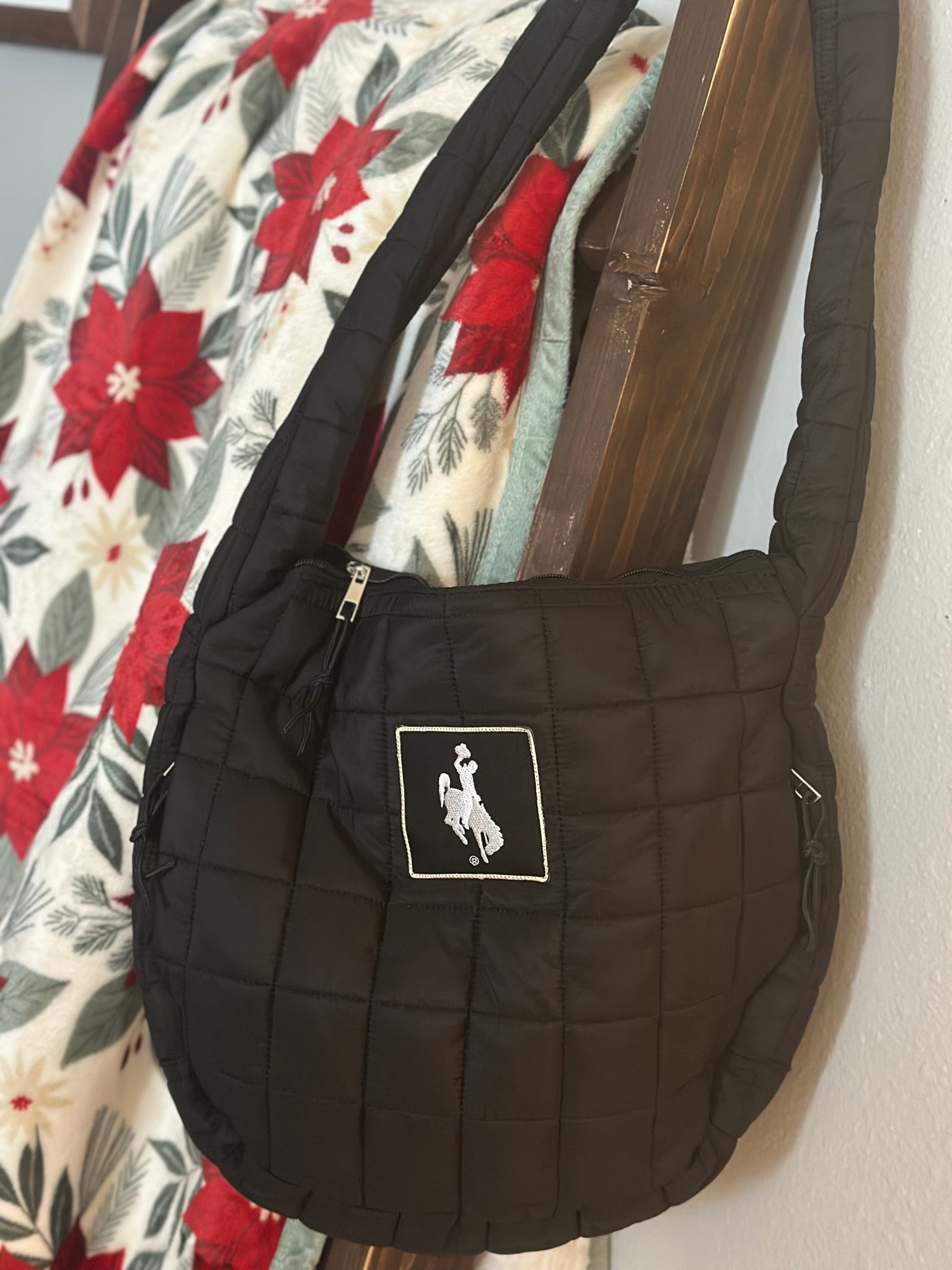 Black Quilted Mid Size Tote