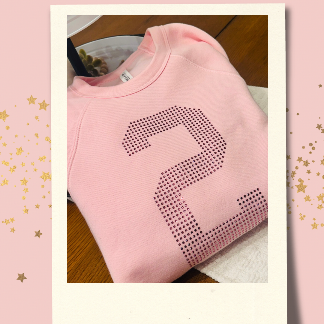 Pink Out Rhinestone Crewneck Custom Number