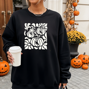 Black/Ivory Pumpkin Scroll Crewneck Sweatshirt