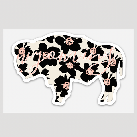 Black Floral Buffalo Sticker