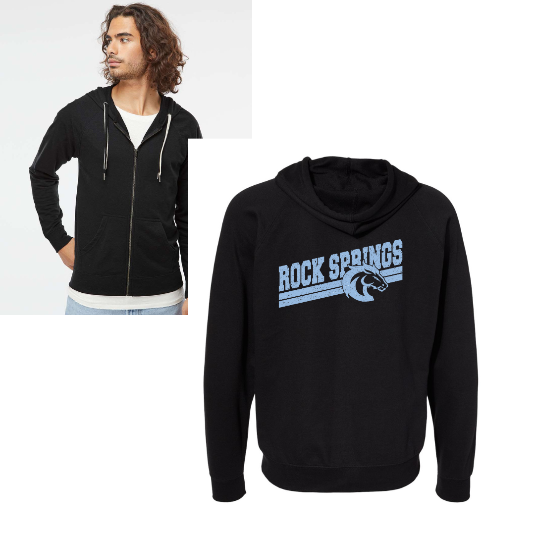 Rock Springs Distressed Black Full Zip Hoodie {pre-order}