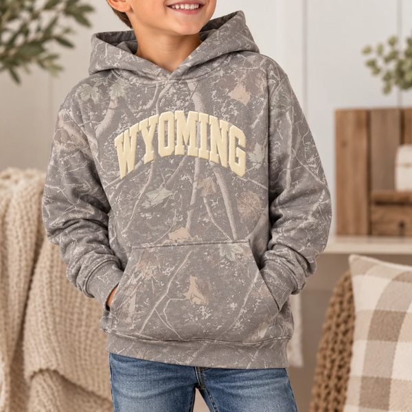 YOUTH Beige WYOMING /Midweight Deadwood Tree Camo Hoodie