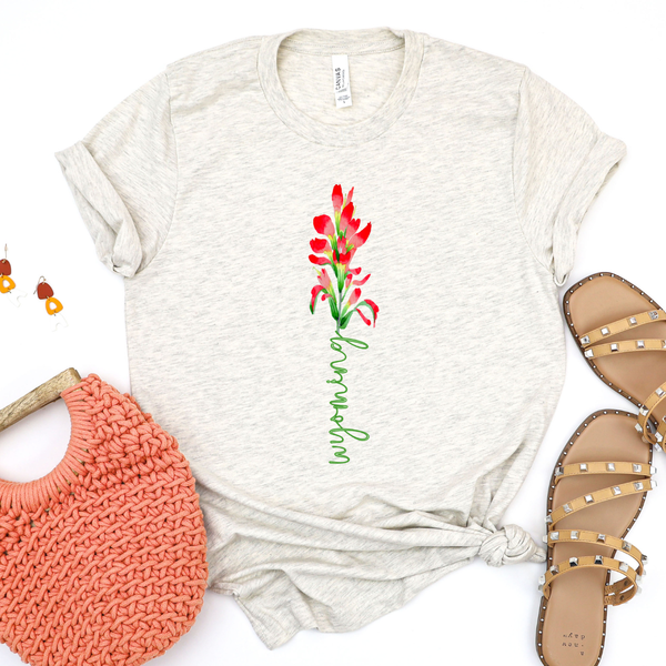 Heather Natural Prism Indian Paintbrush Bella Canvas Tee