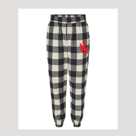 Ecru Buffalo Plaid Unisex Flannel Joggers