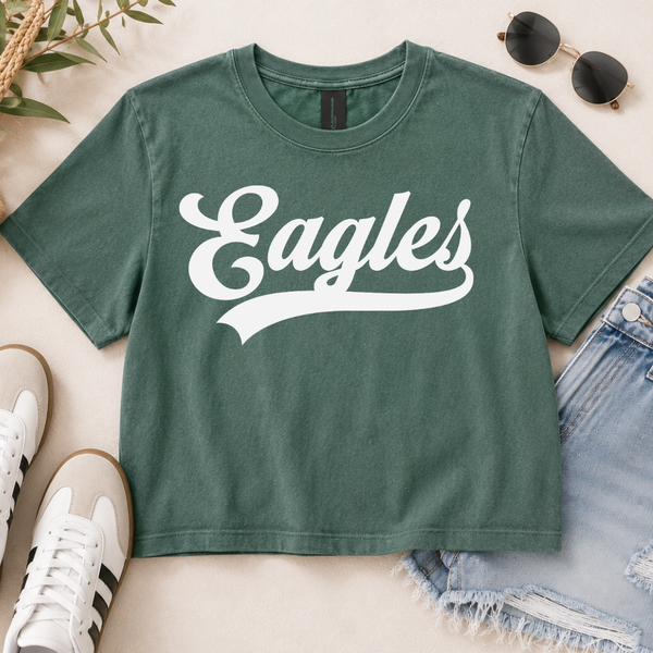 Swoosh Eagles/WOMEN'S BOXY Heavy Weight Washed Pine Garment Dyed Bella Canvas Tee
