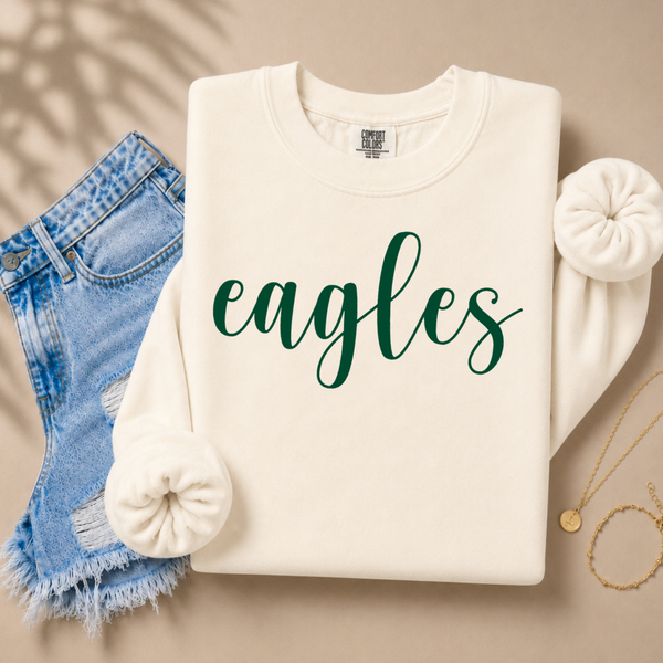 LONG SLEEVE Ivory Script Eagles Comfort Colors Tee