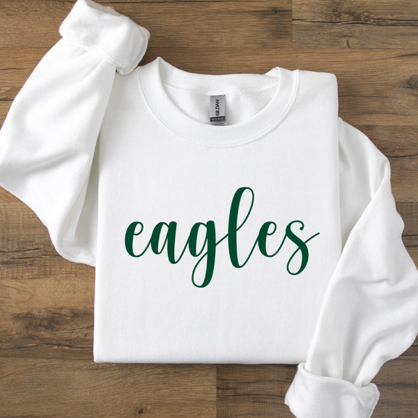 White Gildan/Forest Script Eagles