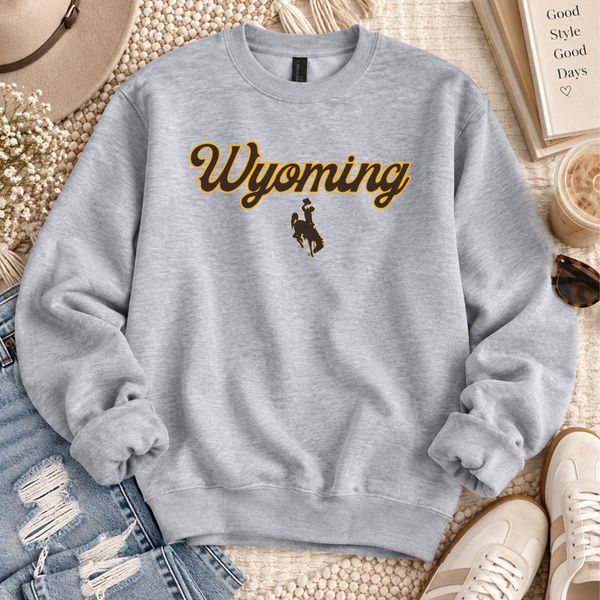 Heather Gray District Made /Script Wyoming Crewneck