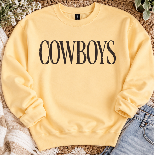 Fashion COWBOYS Yellow Haze/Brown WYOMING Softstyle Crewneck
