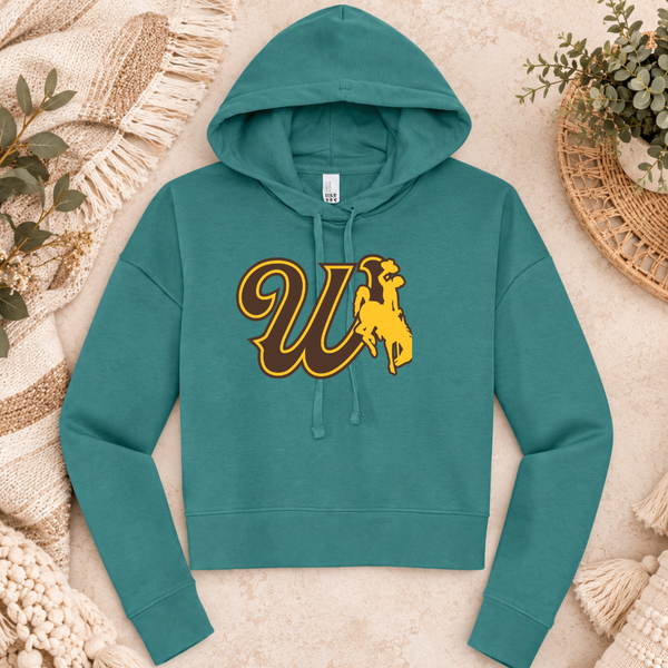 Modest Crop Eucalyptus Blue Hoodie/W Wyoming
