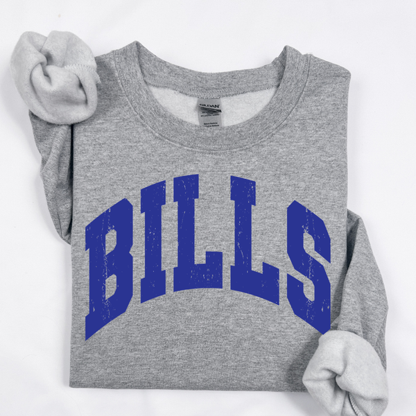 Sport Gray Bills Distressed Crewneck