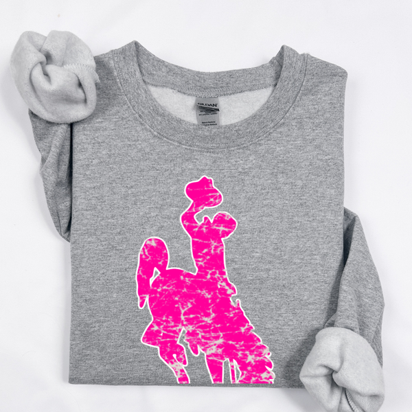 Sport Gray /Hot Pink & White Jumbo Steamboat Crewneck