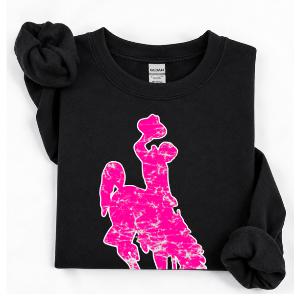 Black/Hot Pink & White Jumbo Steamboat Crewneck