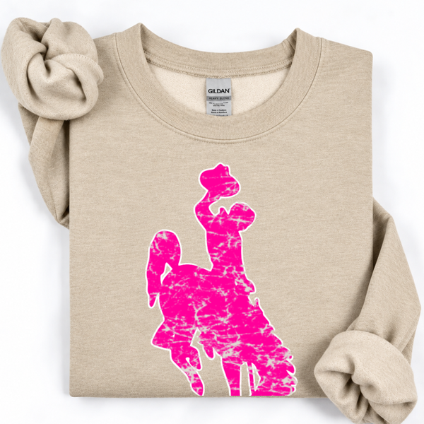 Sand /Hot Pink & White Jumbo Steamboat Crewneck