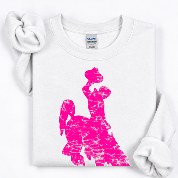 White /Hot Pink & White Jumbo Steamboat Crewneck