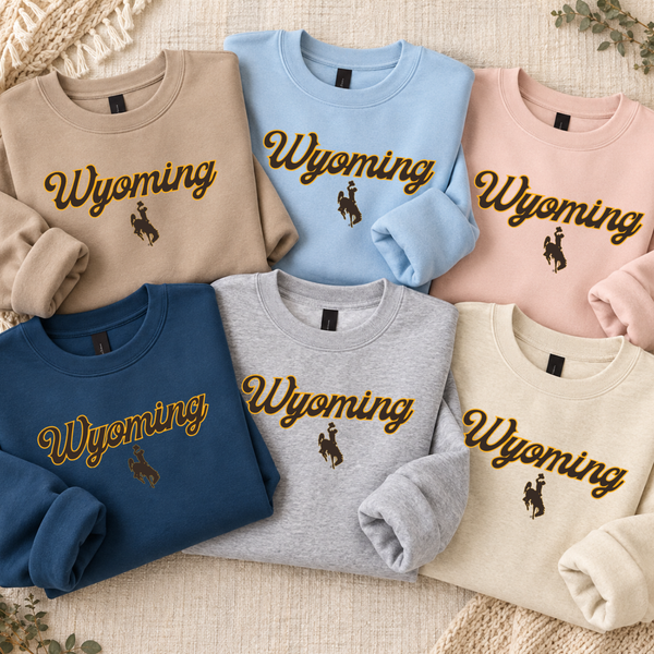 District Made /Script Wyoming Crewneck