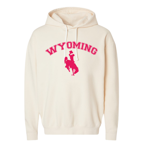 Hoodie Ivory/Hot Pink Old School WYO Comfort Colors Fleece