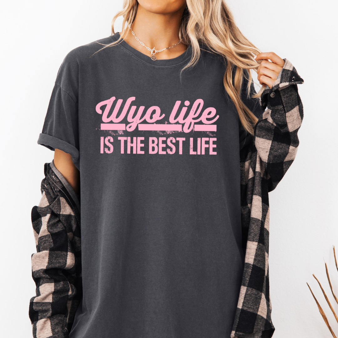 Comfort Colors Pepper/Pink WYO Life Short Sleeve Tee