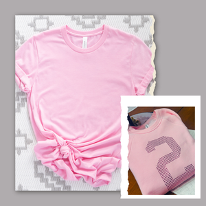 Bella Canvas Pink Out Tee/Custom Rhinestone Number