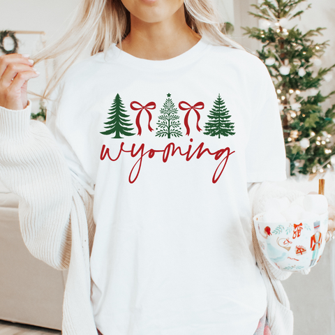LONG SLEEEVE Comfort Colors White Christmas Bows Tee