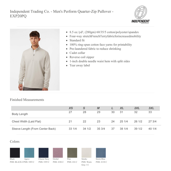 Smoke UNISEX Independent Trading Co. Quarter Zip/Steamboat Pullover