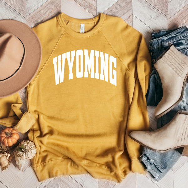 Varsity Wyoming Mustard Bella Canvas Fleece Crewneck