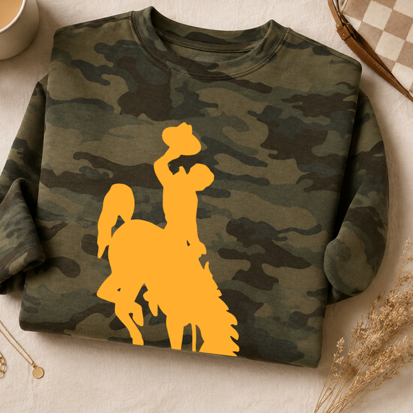 Midweight Forest Camo/Jumbo Gold Steamboat Crewneck
