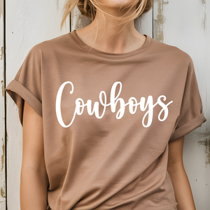 Vintage Brown Cowboys Script Bella Canvas Jersey Tee