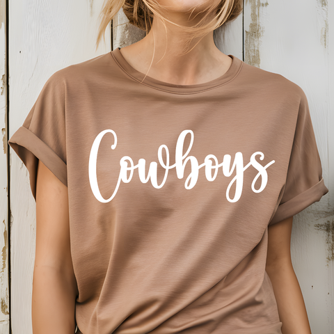 Vintage Brown Cowboys Script Bella Canvas Jersey Tee