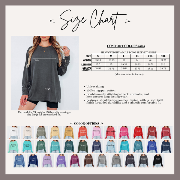 LONG SLEEVE Custom Number/Name Comfort Colors Tee