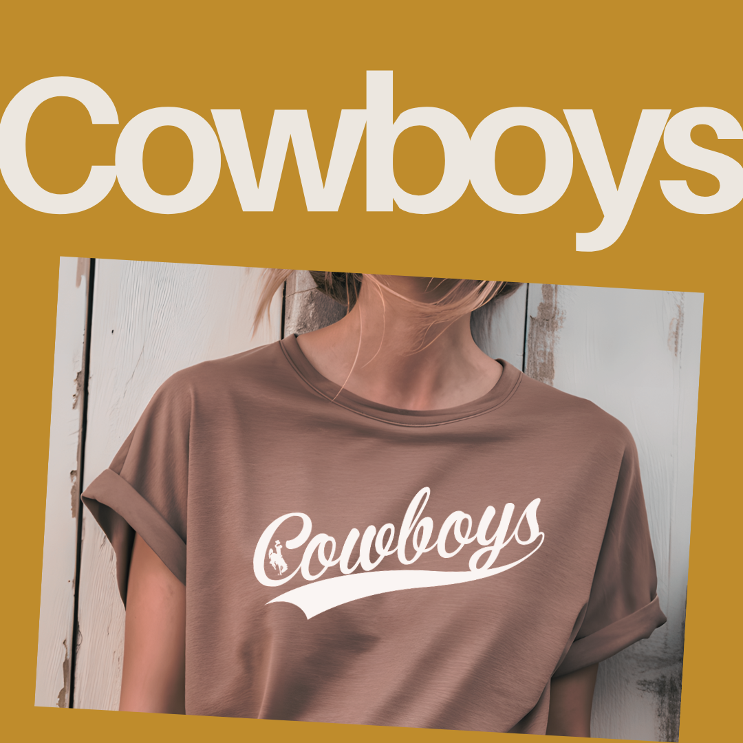 Vintage Brown Cowboys Script Bella Canvas Jersey Tee