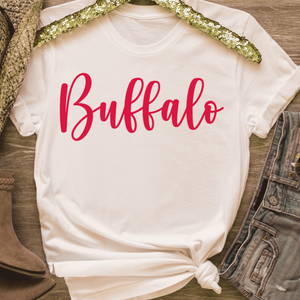 Vintage White/Red Buffalo Script Bella Canvas Tee