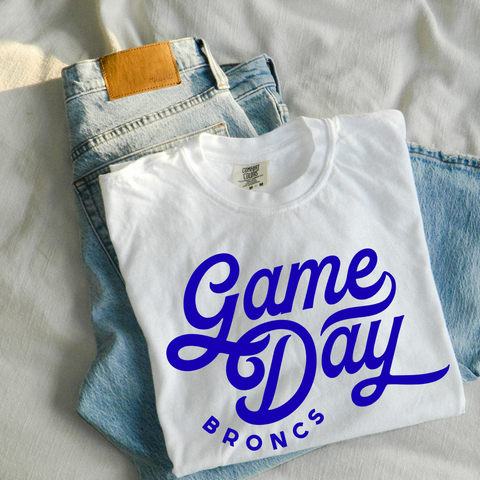 Comfort Colors White/Royal Bronc Game Day Shirt