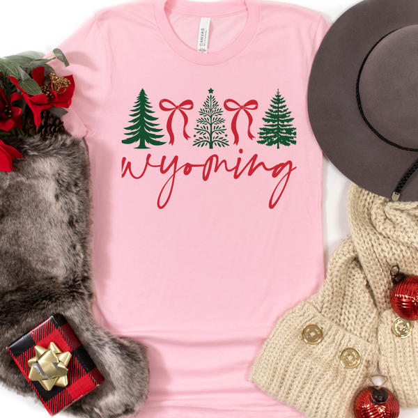 Pink/Christmas Bows Bella Canvas Tee