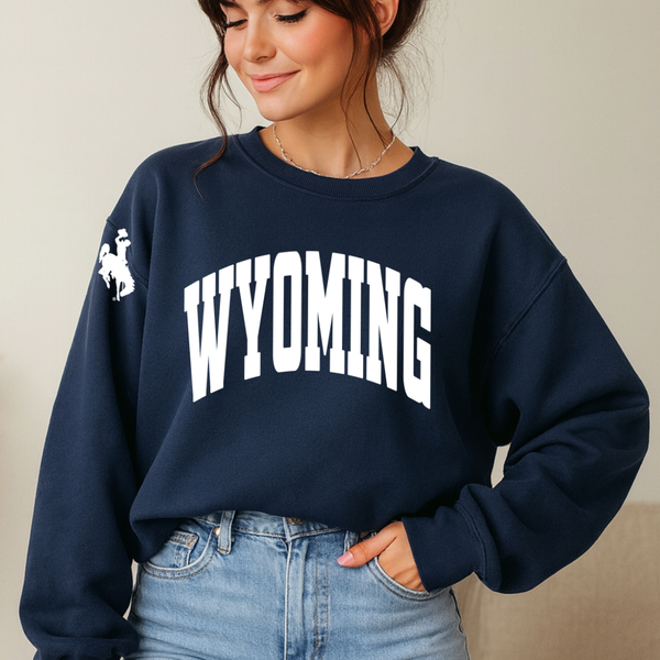 Navy Soft Style/ White Varsity WYOMING