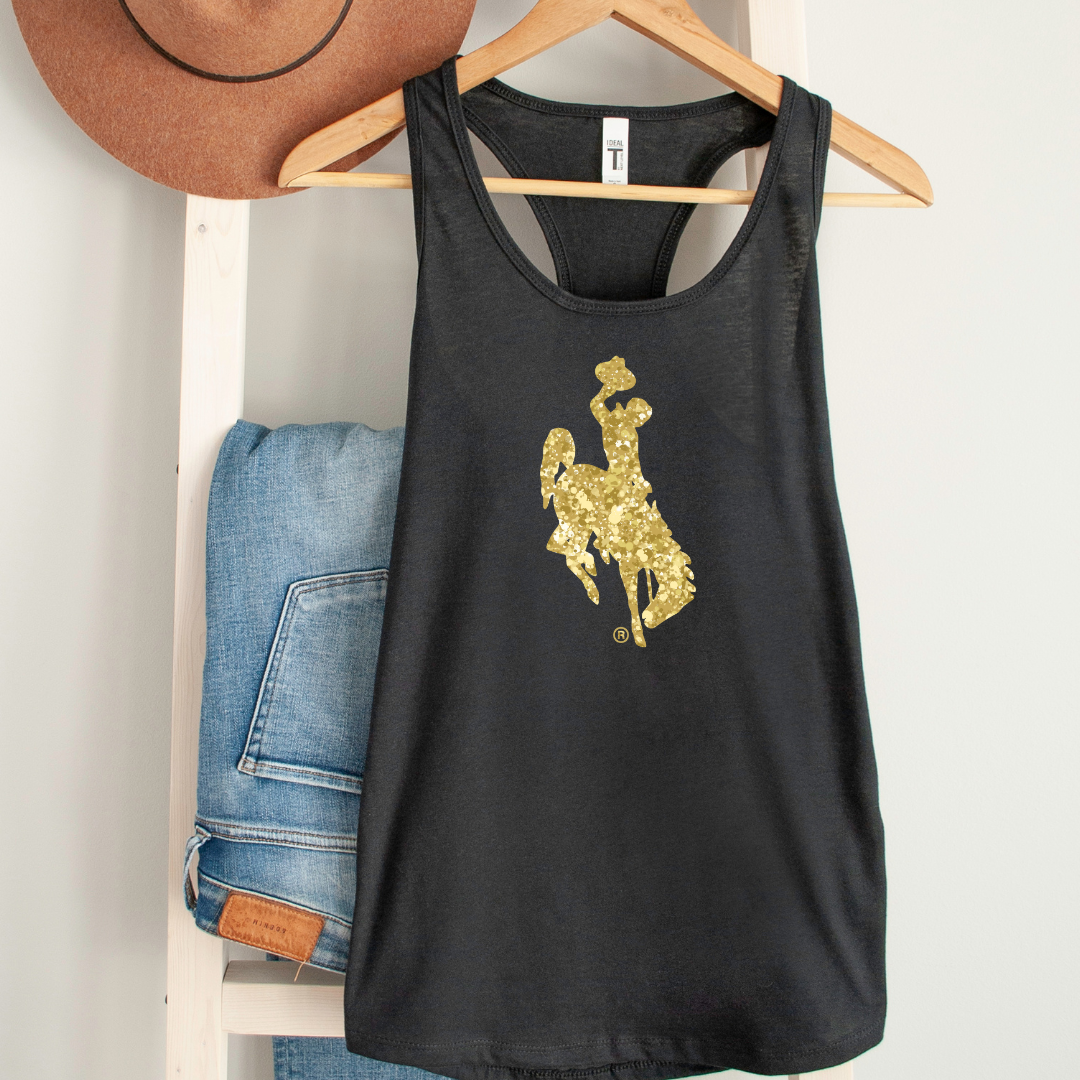 Black Racer Back Steamboat Glitter Steamboat Tank