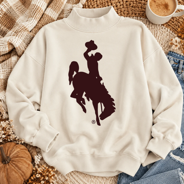 Ivory Mock Neck WOMEN'S Sweatshirt/Jumbo Brown Steamboat