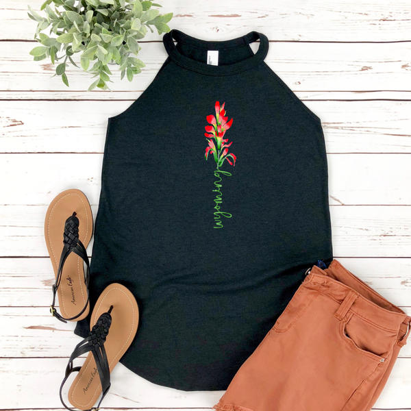 Black Indian Paintbrush Rocker Tank