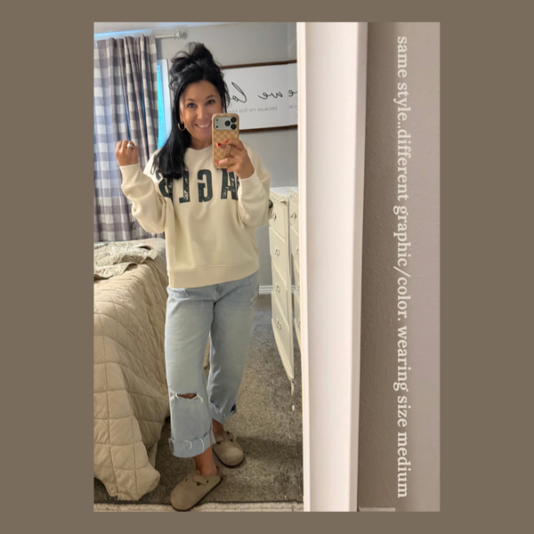 WOMENS's Heather Gray/Distressed Wyoming Midlength Crew