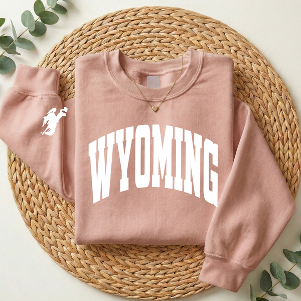 Dusty Pink Soft Style/ White Varsity WYOMING