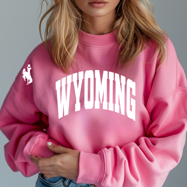 Pink Lemonade Soft Style/ White Varsity WYOMING