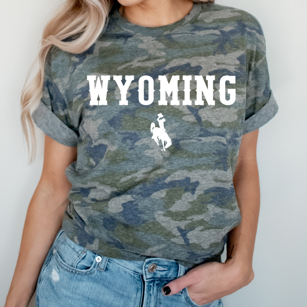 LAT White NCAAA Wyoming/Vintage Camo Tee