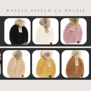 Plain Waffle Stitch Fleece Lined CC Beanie