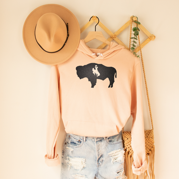 Peach/Metallic Black Buffalo Bella Canvas Hoodie